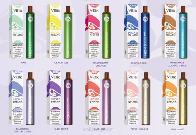 VEIIK Airo Pod Kit CZ | VEIIK Micko Shark 2200 tahů jednorázové vape pero 10ks více příchutí DV0Z53